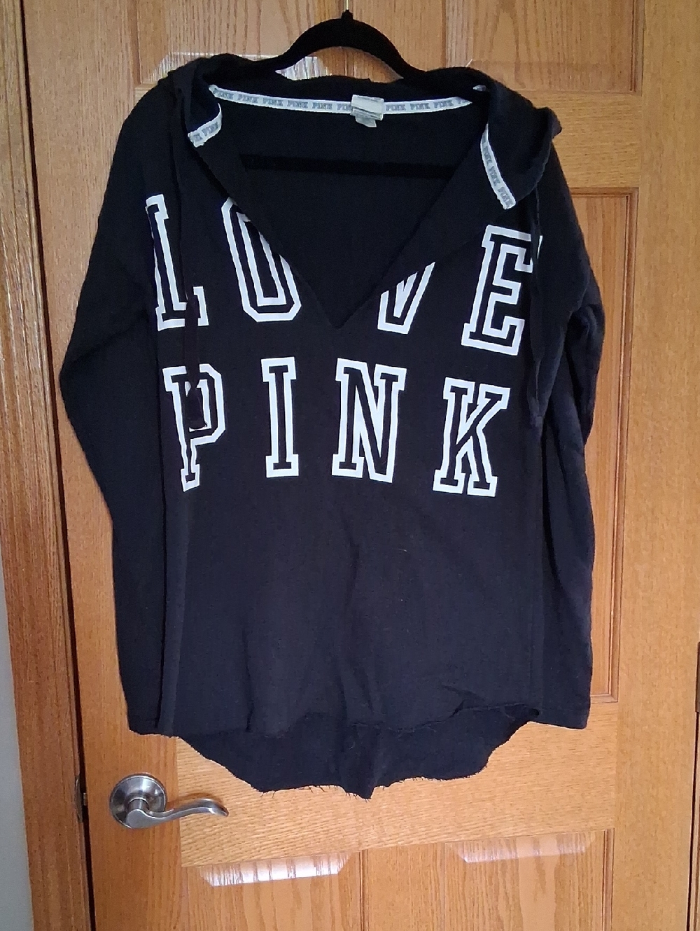 PINK Victoria's Secret Black Top with White Branded Trim